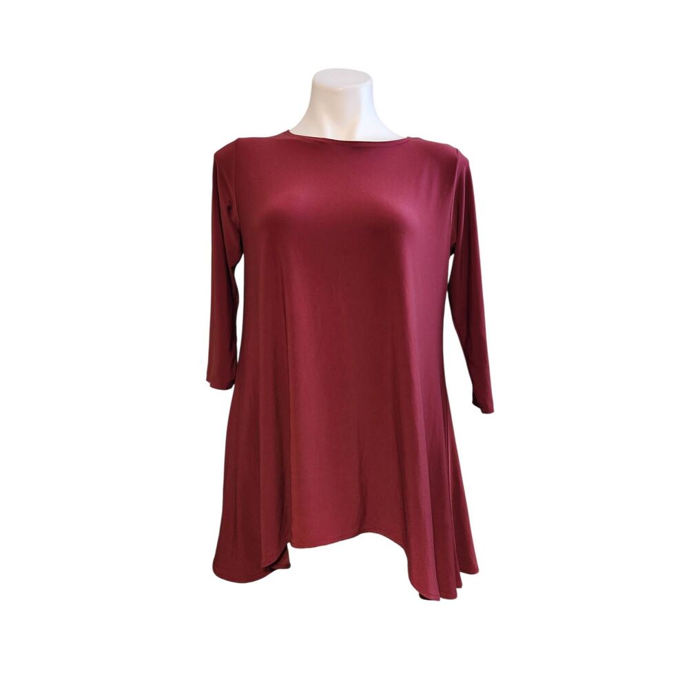 Sympli‎ True-T 3/4 Sleeves style 2291 raspberry high low lagenlook tunic size 10